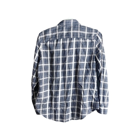 Lauren Ralph Lauren navy and white plaid lightweight 2 pocket button up size Med - Picture 3 of 10